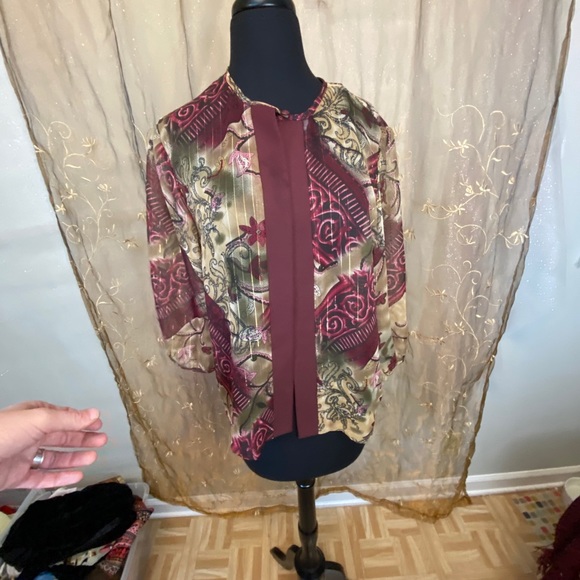 Size 14 L Vintage Chiffon Floral Cardigan - Picture 6 of 12